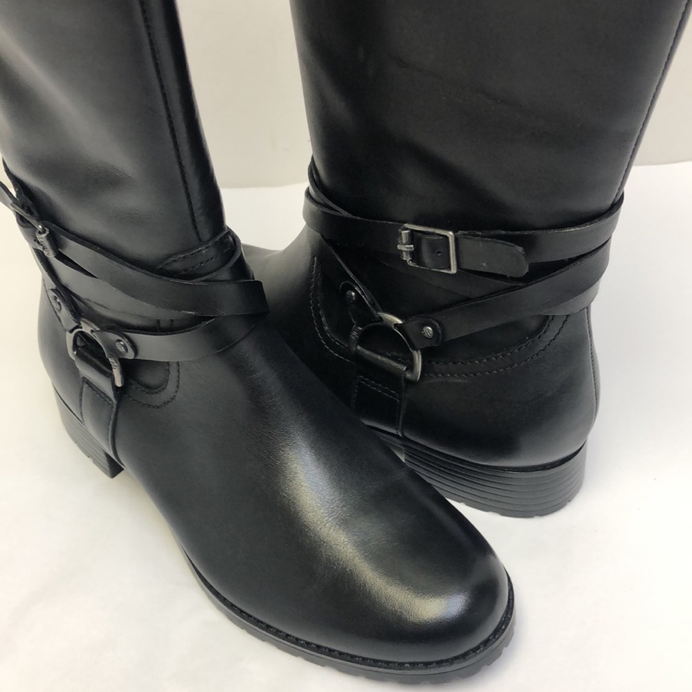 Lauren Ralph Lauren Savion Black Boots Leather New - Picture 4 of 12